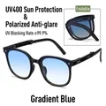 Foldable polarized sunglasses with UV400 protection and gradient blue lenses in a black frame - Gradient Blue (Polarized)
