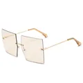 Lunettes de soleil carrées sans monture avec verres marron clair et monture dorée - Champagne