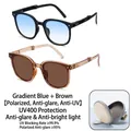 Set of two foldable polarized sunglasses in blue and brown with round storage cases - 2-Piece Set (With Storage Cases) / 2 Pieces/Pack / Gradient Blue and Pinang Brown