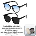 Foldable square polarized sunglasses set with gradient blue and black UV400 lenses - 2-Piece Set (With Storage Cases) / 2 Pieces/Pack / Gradient Blue and Jazz Black