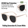 Occhiali da sole oversize pieghevoli bianco crema con protezione UV400 per viaggi - Bianco Sporco 3ª Gen (Protezione UV)