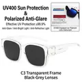 Occhiali da sole polarizzati sovrapponibili con montatura trasparente e lenti grigie - Set Standard / Grigio Nero Trasparente