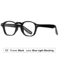 Retro square-round glasses featuring a black frame and blue light blocking clear lenses - Bright Black Frame Anti-Blue Light