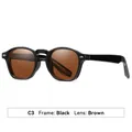 Retro polarized sunglasses with black frame and brown lenses for UV protection - Shiny Black Frame Tea Lens