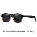 Classic retro square-round polarized sunglasses with black-tortoiseshell frame C5 - Black Tortoise Frame Gray Lens
