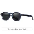 Retro polarized sunglasses variant C6 with translucent blue frame and black lenses - Blue Frame Gray Lens