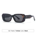 Gafas de sol de moda con montura de carey y lentes negras anti-UV - Marco de Carey Lentes Gris Negro