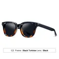 Stylish square sunglasses with black tortoise frame and dark black lenses - Black Tortoise Gradient Frame Black Lens (C2)