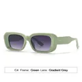Gafas de sol retro rectangulares gruesas con montura verde claro y lentes grises degradadas - Montura Verde Gris Degradado