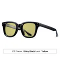 Premium black square frame sunglasses with yellow lenses featuring fashion forward design - Shiny Black Frame Yellow Lens (C3)