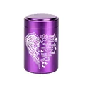 Purple aluminum alloy pet memorial urn with elegant angel wing engraving and poem - 70x45mm / Purple Jar (454)