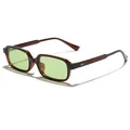 Gafas de sol rectangulares de moda con lentes verde claro y una montura marrón muy elegante - Marco Marrón Lentes Verde Claro
