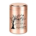 Detailansicht einer roségoldenen Gedenkurne mit eingraviertem Stammbaum und Gedicht - Andenken Urne (46620) / 70x45mm / Roségold