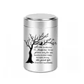Gedenkurne aus silbernem Aluminium für Asche mit eingraviertem Baum und Gedicht - 70x45mm / Silber