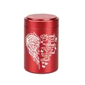 Urna conmemorativa roja de aluminio para mascotas con alas de ángel y poema. - 70x45mm / Urna Roja (454)