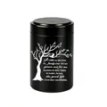 Kleine schwarze Aluminium-Urne mit eingraviertem Lebensbaum und Gedenktext für Asche - 70x45mm / Schwarz