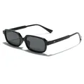Gafas de sol rectangulares negras clásicas con montura de PC de excelente calidad - Montura Negra Lente Gris Negro