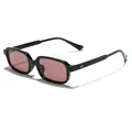 Gafas de sol retro rectangulares de PC negro con elegantes lentes teñidas de rosa para todos - Marco Negro Lentes Rosas