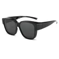 Occhiali da sole vintage neri con montatura quadrata e protezione antiriflesso - Stile Lucido (C1) / Montatura Nero Lucido Lente Grigia