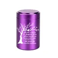 Lilane Urne aus Aluminium für Asche mit eingraviertem Lebensbaum und Gedenkgedicht - 70x45mm / Lila