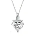Heart cremation urn necklace with "Your Wings Were Ready" engraving for memorial. - Heart Stone Pendant (46620) / Silver