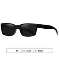 Retro-Rechteck-Sonnenbrille für Herren mit schwarzem Rahmen und polarisierten Gläsern - Glänzendes Schwarz Rahmen Graue Linse