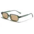 Gafas de sol rectangulares de PC con montura verde transparente y lentes marrones - Marco Verde Transparente Lentes Marrones
