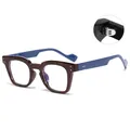 Vintage square sunglasses with tortoiseshell frame and blue temples for men and women. - Tortoiseshell Frame Anti-Blue Light