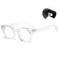 Retro style transparent square frame sunglasses featuring premium metal hinge detail - Clear Frame Anti-Blue Light