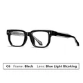 Gafas negras de montura cuadrada con filtro de luz azul y detalles de diamante - Gafas Cuadradas (C6) / Montura Negro Brillante Lentes Anti Luz Azul