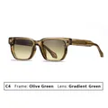 Gafas de sol cuadradas para hombre con montura verde oliva y lentes degradadas verdes - Gafas de Sol Cuadradas (C4) / Verde Oliva Degradado Verde