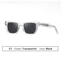 Gafas de sol cuadradas para hombre con montura transparente y lentes negras clásicas - Montura Transparente Lentes Gris Negro