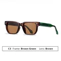 Gafas de sol cuadradas elegantes para hombre con lentes marrones y patillas verdes (C3) - Montura Té Lente Té