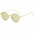Gafas de sol redondas retro de metal con montura dorada y lentes amarillas claras - Montura Dorada Verde