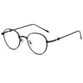 Gafas redondas clásicas de metal negro con lentes transparentes anti-UV y montura vintage - Montura Negra Lente Transparente