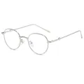 Gafas de sol redondas de metal plateado retro para hombres y mujeres con protección UV - Montura Plateada Lente Transparente