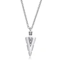 Silver stainless steel arrowhead cremation urn pendant necklace for men's jewelry - Silver Triangle Pendant / Silver