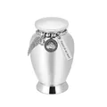 Silver cremation urn for pet ashes with Tree of Life charm and Foever in my heart tag - 70x45mm / Silver