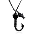 Schwarze Edelstahl Angelhaken Feuerbestattung Urne Kette mit Herz und Fisch - Herz Angelhaken Stil / Schwarz