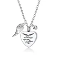 Elegant silver heart cremation memorial necklace with 'Your Wings were ready' engraving and charms - Black Heart Pendant / Silver