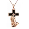 Elegant rose gold stainless steel praying hands cross memorial urn necklace pendant - Rose Gold Cross
