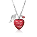 Cremation urn necklace for pet ashes with red heart and silver angel wing charm - Black Heart Pendant / Red