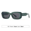 Gafas de sol rectangulares con montura verde y lentes negras modelo C6 elegante - Montura Verde Lentes Grises