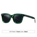 Modern square sunglasses featuring a transparent green frame and polarized black lenses - Green Frame Grey Lens (C4)