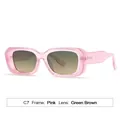 Gafas de sol retro con montura rosa mate y lentes degradadas verde-marrón - Montura Rosa Lente Verde Marrón
