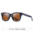 Classic square sunglasses with grey acetate frame and brown lenses for UV protection - Grey Frame Tea Lens (C5)