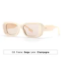 Elegantes gafas de sol retro rectangulares con montura beige y lentes champán - Montura Beige Lentes Champaña