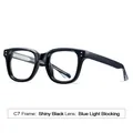 Premium shiny black square frame glasses with blue light blocking lenses for fashion - Shiny Black Frame Blue Light Blocking (C7)