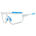 Professional white and blue cycling sports glasses frame with aerodynamic design - C3 White Frame Photochromic Grey