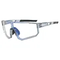 Sporty cycling sunglasses with a transparent blue frame and a large clear protective lens - C4 Grey Frame Photochromic Grey